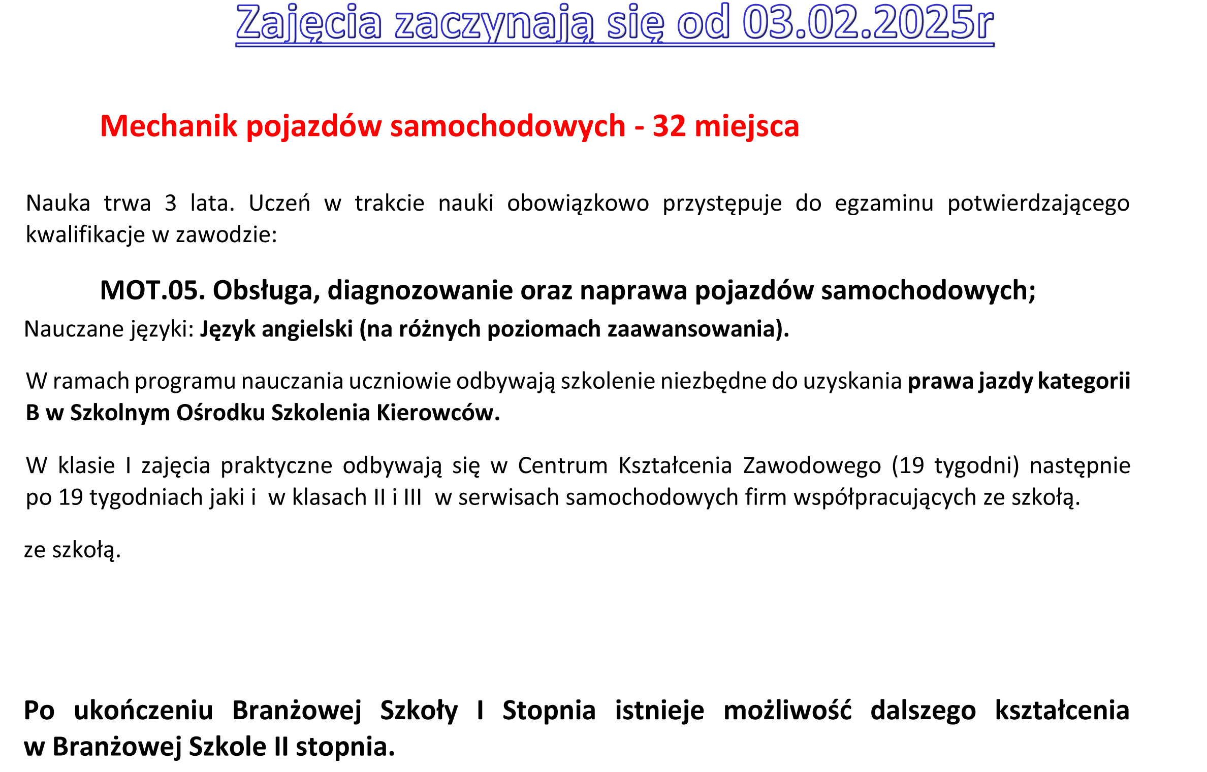 OFERTA KSZTALCENIA NA ROK SZKOLNY 2024 25 branzowa 2b